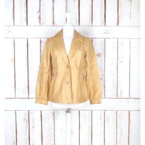 90s vintage light brown/tan/camel/gold suede leather blazer jacket/short leather